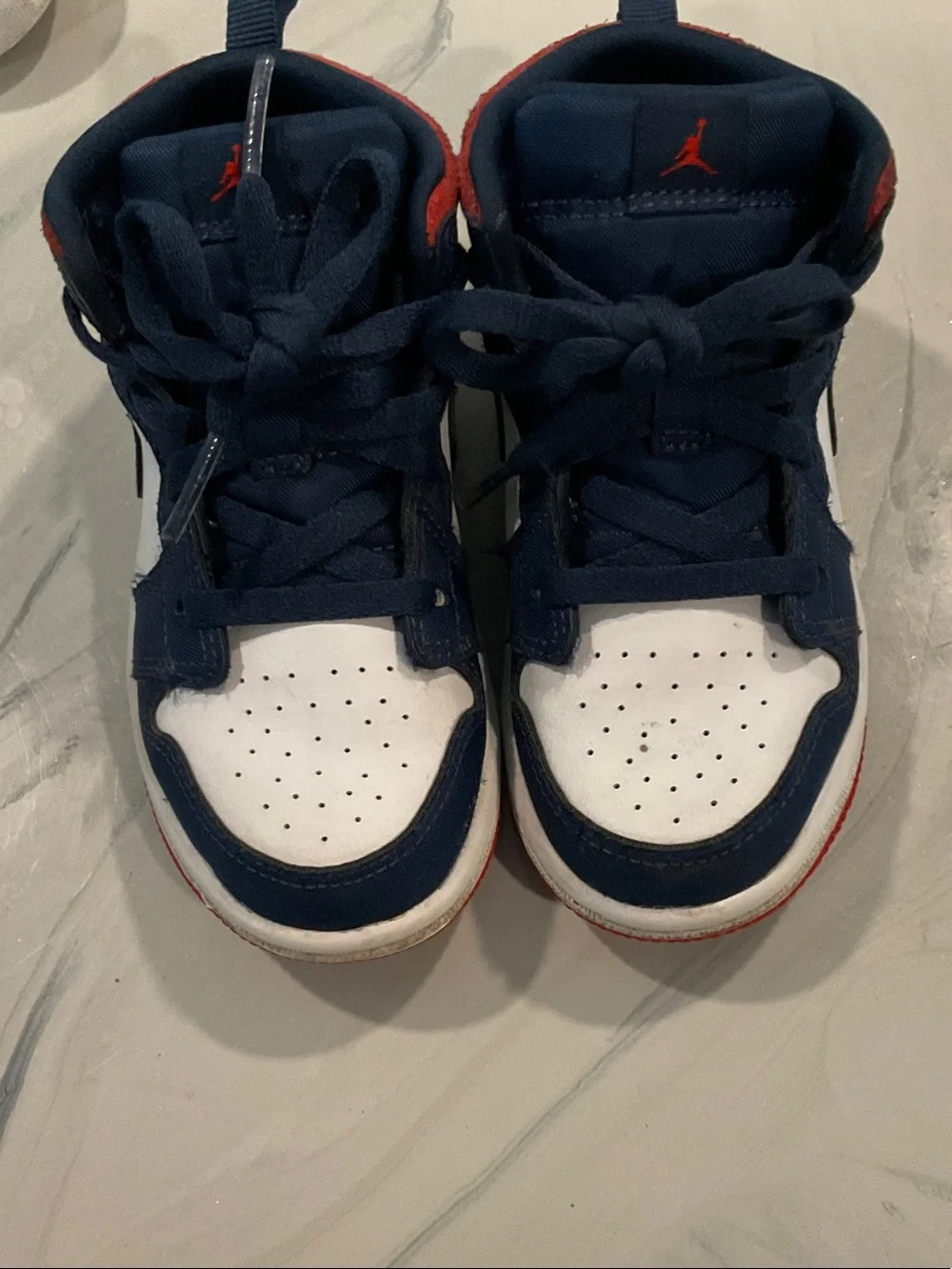 Jordan Kids Navy White Red High-Top Sneakers